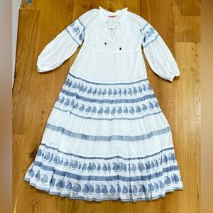 Oliphant White and Blue Maxi Dress